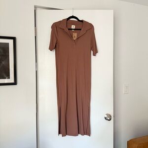 Amazon Essentials Womens Organic Cotton Jersey Short-Sleeve Midi Polo Dress